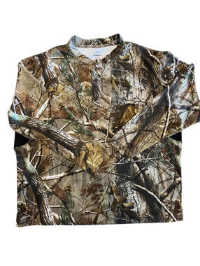 Cabela's Shirt Mens 2XL Brown Realtree Camo Long Sleeve Henley Hunting Outdoor